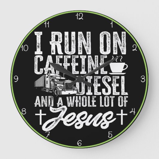 走Caffeine, Diesel, Jesus ラージ壁時計 (正面)