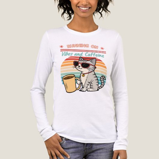 走Vibes & Caffeine - Catクールレトロ トライブレンドＴシャツ (正面)