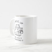 起きたら最悪だった おもしろ猫 コーヒーマグカップ (正面左)