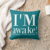 起きてる！ターコイズおもしろい引用文装飾用クッション クッション (ブランケット)