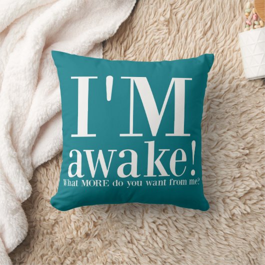 起きてる!ターコイズおもしろい引用文装飾用クッション クッション (ブランケット)