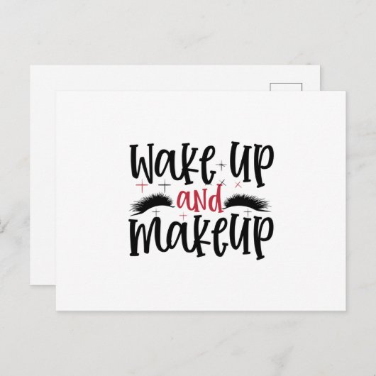 起きてメイクアップ – メイクアップ引用文 ポストカード (正面/裏面)