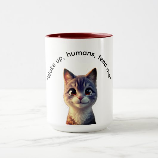 起きて人間、僕にエサをやれ猫マグカップ マグカップ (中央)