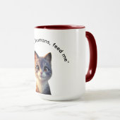 起きて人間、僕にエサをやれ猫マグカップ マグカップ (正面右)