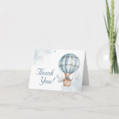 起きて遠くに!テディベアーバルーンベビーシャワー サンキューカード (正面)