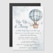 起きて遠くに!テディベアーバルーンベビーシャワー マグネット招待状 (正面/裏面)