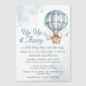 起きて遠くに!テディベアーバルーンベビーシャワー マグネット招待状 (正面)