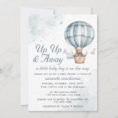 起きて遠くに!テディベアーバルーンベビーシャワー 招待状 (正面)