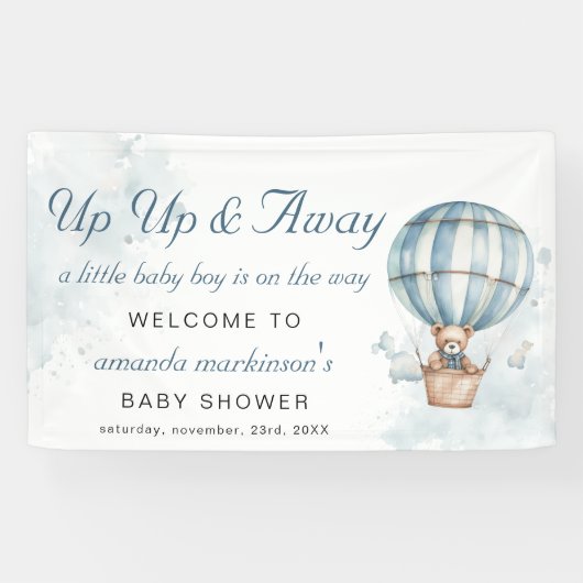 起きて遠くに!テディベア赤ちゃんシャワーへようこそ 横断幕 (横)