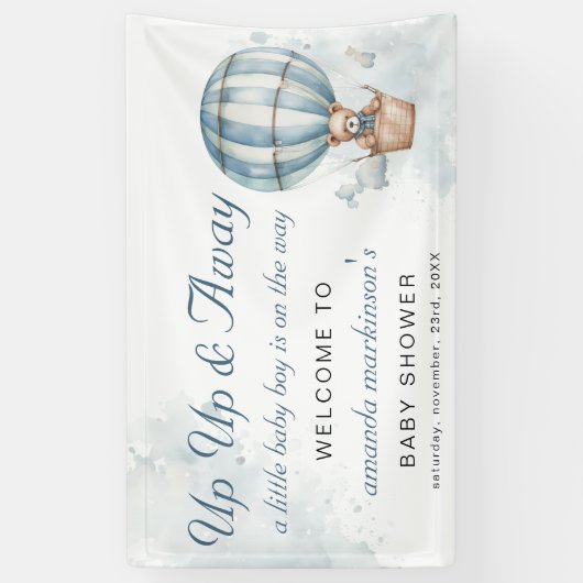 起きて遠くに!テディベア赤ちゃんシャワーへようこそ 横断幕 (縦)