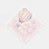 起きて遠くに!ピンクのホットエアバルーン赤ちゃんシャワー スタンダードランチョンナプキン (角)