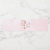 起きて遠くに!ピンクのホットエアバルーン赤ちゃんシャワー ペットボトルラベル (シングルラベル)