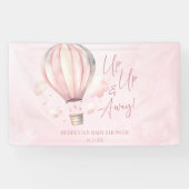 起きて遠くに!ピンクのホットエアバルーン赤ちゃんシャワー 横断幕 (横)