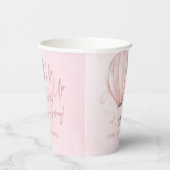 起きて遠くに!ピンクのホットエアバルーン赤ちゃんシャワー 紙コップ (右)