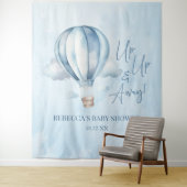 起きて遠くに!ブルーホットエアバルーン赤ちゃんシャワー タペストリー (インサイチュ)