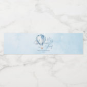 起きて遠くに!ブルーホットエアバルーン赤ちゃんシャワー ペットボトルラベル (シングルラベル)