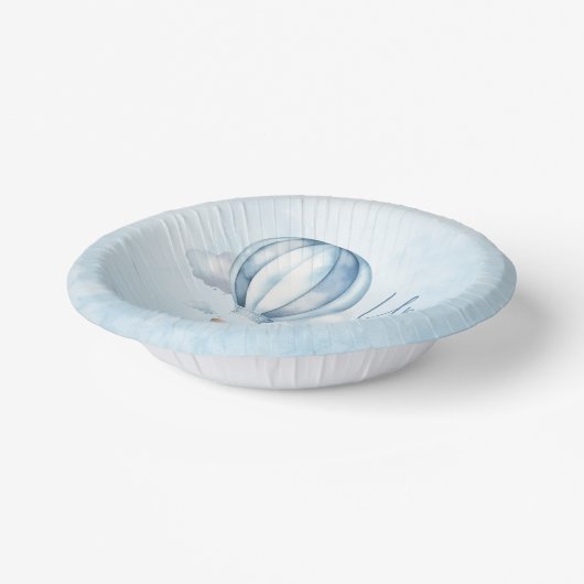 起きて遠くに!ブルーホットエアバルーン赤ちゃんシャワー ペーパーボウル (傾斜あり)