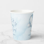 起きて遠くに!ブルーホットエアバルーン赤ちゃんシャワー 紙コップ (左)