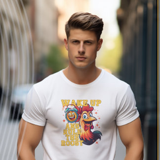 起きて鶏を治おもしろいめる Tシャツ