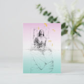 起きると女性がパステルカラーを水に浮かべ、超リアルアート ポストカード (スタンド正面)