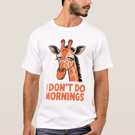 起きるの苦手~♪眠そうなキリンのコーヒーTシャツ Tシャツ (正面)