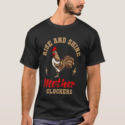 起きろニワトリ母さん 鶏 鶏舎 Tシャツ (正面)
