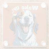 起きろ!!!ゴールデンポップ・アートのレトリエバーアートby CalisC ガラスコースター (裏面)