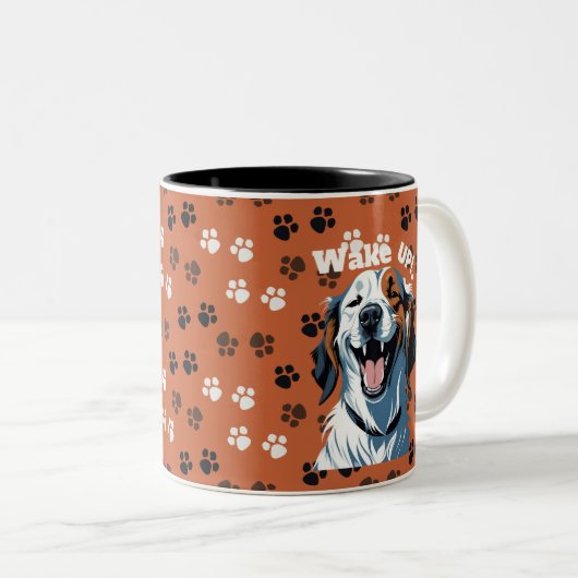 起きろ!!!ゴールデンポップ・アートのレトリエバーアートby CalisC ツートーンマグカップ (正面右)