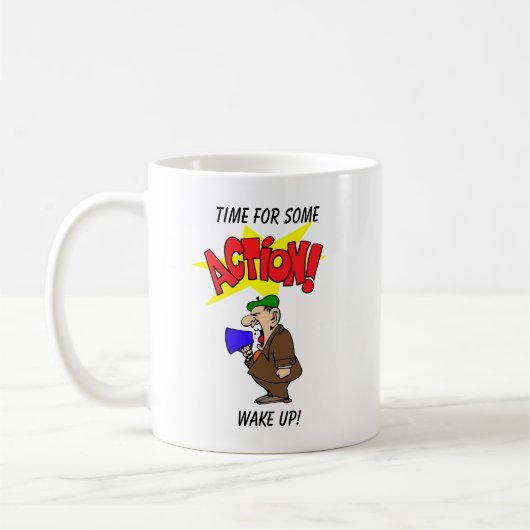 起きろ!マグ コーヒーマグカップ (左)