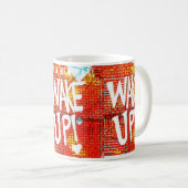 起きろ！メッセージパーソナライズされた付き コーヒーマグカップ (正面右)