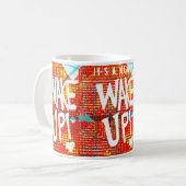 起きろ！メッセージパーソナライズされた付き コーヒーマグカップ (正面左)