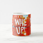起きろ！メッセージパーソナライズされた付き コーヒーマグカップ (中央)