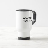 起きろ！Not Wake™ LOGOホワイトタンブラー トラベルマグ (正面右)
