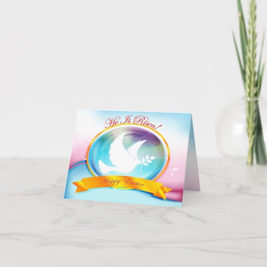 起き上がった！ホワイトドーブオブピースハッピーイースターカード シーズンカード (正面)