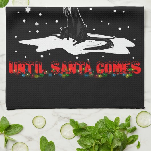 起こさないで…サンタ来クおもしろいスまで キッチンタオル (折り畳み)