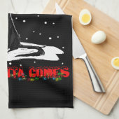 起こさないで…サンタ来クおもしろいスまで キッチンタオル (四つ折り)