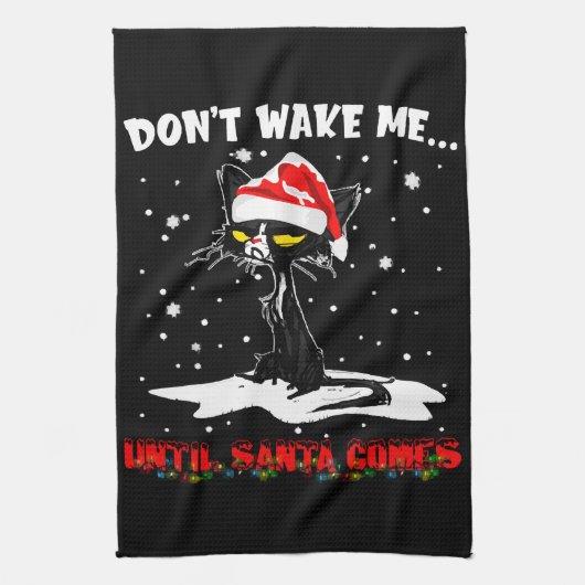 起こさないで…サンタ来クおもしろいスまで キッチンタオル (縦)