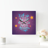 起こし、あなたの夢を後を追い始めて下さい スクエア壁時計 (ホーム)