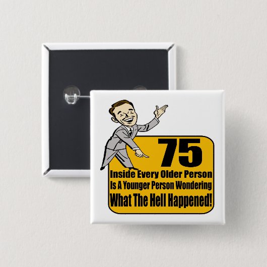 起こった何が第75誕生日プレゼント 缶バッジ (正面&裏面)