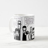 …起こる何がバチュラーパーティで コーヒーマグカップ (正面左)