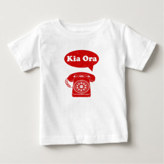 起亜オラテレオマオリ語レトロ電話 ベビーTシャツ