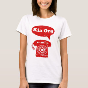 起亜オラテレオマオリ語レトロ電話 Tシャツ