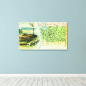 起伏のあるシーンを持つ州のマップビュー キャンバスプリント (インサイチュ (ウッドフロア))