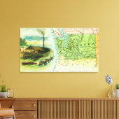 起伏のあるシーンを持つ州のマップビュー キャンバスプリント (インサイチュ (リビング))