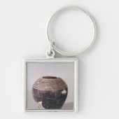 起伏のあるラインと飾られる化粧土のつぼ キーホルダー (正面)