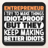 起業家を作るおもしろい諺 スクエアペーパーコースター (正面)