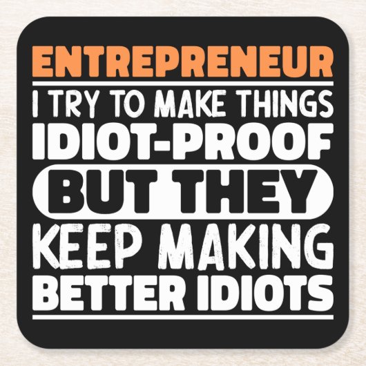 起業家を作るおもしろい諺 スクエアペーパーコースター (正面)