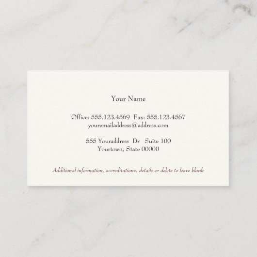 起業家プロフェッショナルブラックリネンルックヴィンテージ 名刺 (裏面)