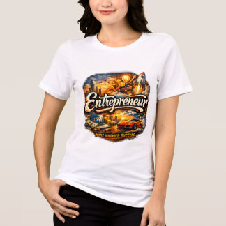 起業家向け女性用ホワイトTシャツ モチベーション トライブレンドTシャツ