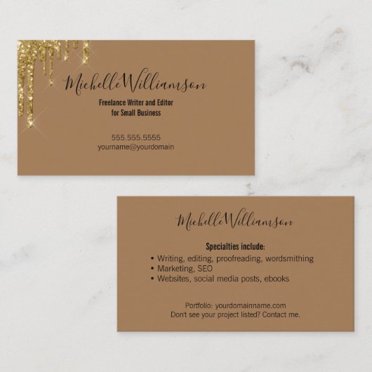起業家小規模企業のオーナーのフリーランス金ゴールド 名刺 (正面/裏面)
